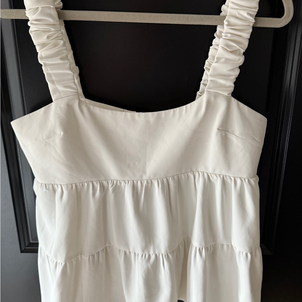 Amanda Uprichard Ivory Tiered Tank Top